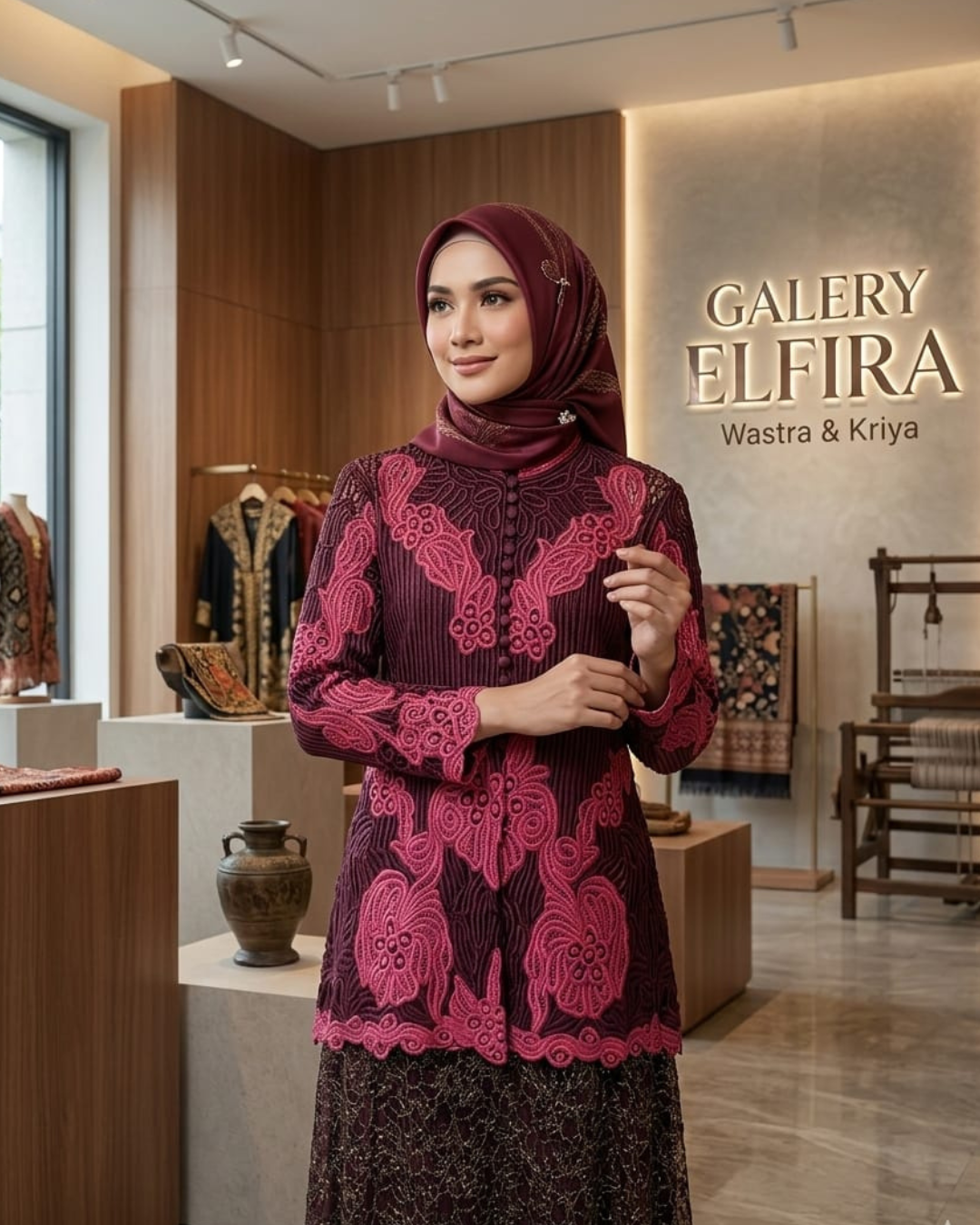 Kebaya Sulam Usus Merah